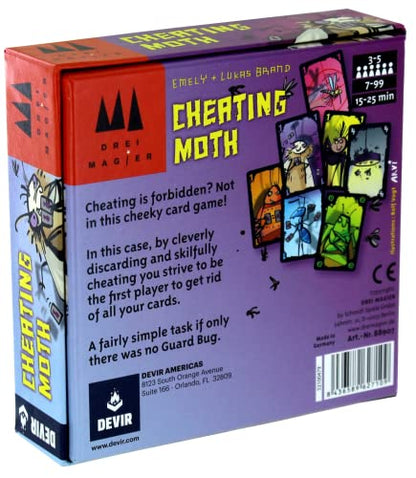 Devir - Cheating Moth Card Game – Funny Party Game of Bluffing, Cheating & Fast Reactions, Family Card Game, Ages 7+, 3–5 Players, 30 Playtime - color: Cheating Moth