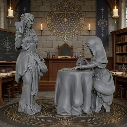 AUSPDICE Fortune Teller 25mm Scale Unpainted Resin DND Miniatures AS967 | Mystic Seer and Tarot Reader NPC Set, 1:64 Fantasy Figures for Dungeons and Dragons, TTRPG, Tabletop RPG and Dungeon Masters