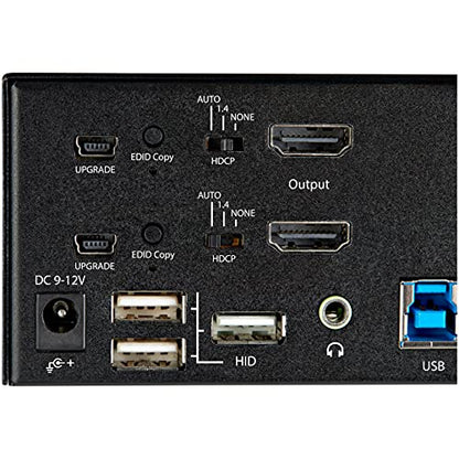 StarTech 2-Port Dual HDMI KVM, 4K 60Hz UHD HDR, USB 3.0 Hub, TAA | Fast switching, USB 3.0 5Gbps hub, 4x USB 2.0 HID ports, Hotkey, Two computers two monitors, Analog & 7.1 digital audio