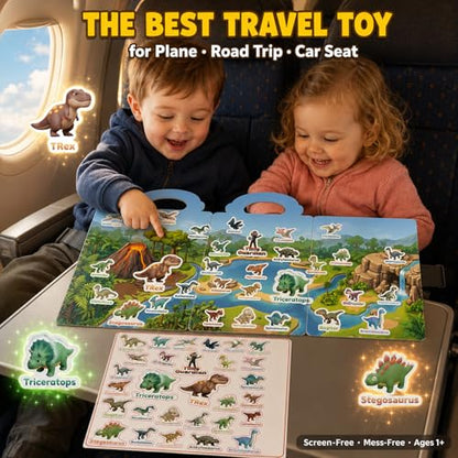 Large Reusable Jelly Sticker Books for Boys 4-8, Kids 3-6, 3 Sets | Dino, Ocean & Vehicle | Large Reusable 3D Puffy Jelly Stickers | Mess-Free Travel Toy | Gift for Boys Ages 3-8 - style: Dinosaur/Ocean/Vehicle