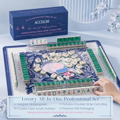 American Mahjong Mat and Racks Set: 31.5" x 31.5" Waterproof Neoprene | Includes 4 clear acrylic racks, rules card, carrying bag and gift box – ready to play, great for gifting(Jungle Mono) - color: Jungle Mono