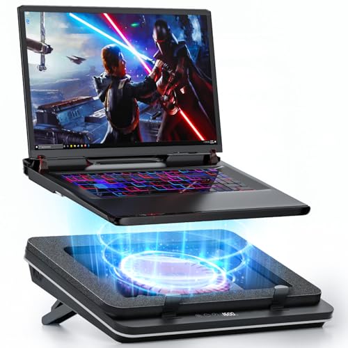 IETS GT600 Laptop Cooling Pad Equipped Gigantic Turbo-Fan（5.5inch Diameter）,Sealed Foam for Rapid Cooling Gaming Laptop,14.1-19.3 inch Laptop Cooler with Adjustable Brackets,Dust Filter,Touch Start - color: B0(Basics)