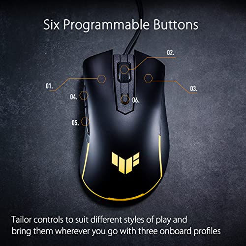 ASUS TUF Gaming M3 Gen II Wired USB Gaming Mouse – Right-Handed Ergonomic, 59g Lightweight, 8K DPI, IP56 dust & Water Resistance, Antibacterial Guard, 6 Programmable Buttons, PC/Mac Support - Black
