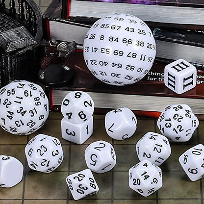 CiaraQ DND Polyhedral Dice Set (15pcs) D4-D100 Game Dice with Dice Bag | Acrylic Role Playing Dice for Dungeons and Dragons MTG Table Games (White & Black) - color: White & Black