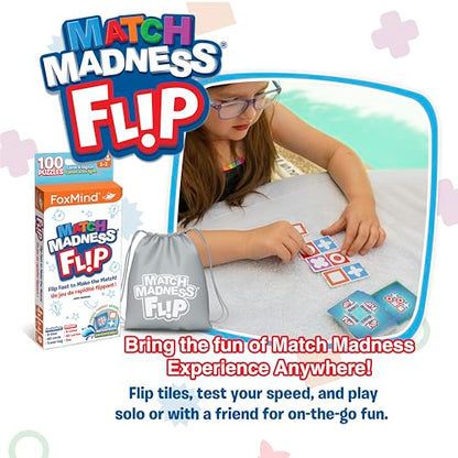 Foxmind Games: Match Madness Flip - Travel Sized Pattern Matching Puzzle Game, Develop Problem Solving-Logic-Fine Motor Skills, Kids 7+, 1-2 Players - style: Travel