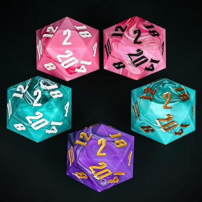 D20 Single Dice 55mm, 20 Sided DND Dice, Giant D20 D&D Polyhedral Die Large Die for RPG, Table Games (Green with White/Gold Number) - color: Green With White/Yellow Number