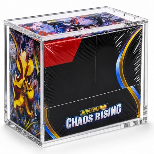 PKMN Booster Box Acrylic Display Case, 5mm Clear Magnetic Top Lid | 5mm Ultra-Clear Acrylic | UV-Resistant Display | Dust & UV Protection | No Assembly Required | Fits 5.4 x 3.1 x 4.9 in - size: (1-Pack)Booster Box Case