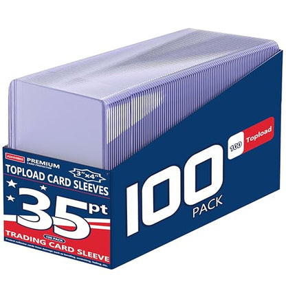 100 Toploaders, 35pt 3"x4" Clear Hard Plastic Card Sleeves (Only 100 Hard) | Fit 2.5" x 3.5" Trading Baseball Soccer Sports Cards, Kpop Photocard, Game Cards, HD, Anti-Scratch for Collection & Display - size: 100 Hard Sleeves + 0 Soft Sleeves