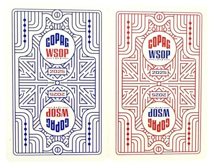 Copag WSOP 2025 Retro Design 100% Plastic Playing Cards - Narrow Size (Bridge) Jumbo Index Blue/Red Double Deck Set