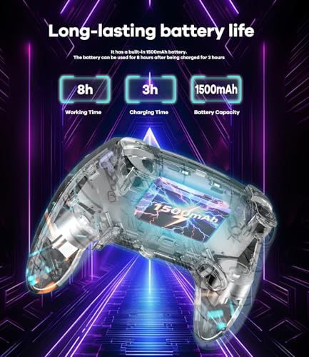 GlowPlayX Wireless Gaming Controller for PS5/Mac/Steam Deck/PC | Gamepad with 7 RGB Lighting, Hall Effect Joystick & Trigger, 6-Axis Motion Control, Dual Vibration, Turbo, 1500 mAh Battery - color: Black