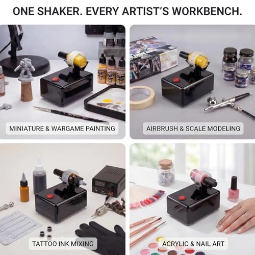 Electric Paint Mixer & Nail Polish Shaker - Professional Vortex Shaker Machine for Hobby Model Color, Lash Glue, Tattoo Ink - Continuous Liquid Mixer with Non-Slip Base - color: Black