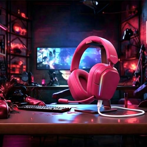 RK ROYAL KLUDGE HG101 V2 Wireless Gaming Headset, 2.4G/Bluetooth 6.0/3.5mm Wired Headphones, 7.1 Surround Sound, 40mm Drivers, Memory Foam Cushions, Works with Xbox, PS4/5, PC, Switch, Berry Red - color: Red