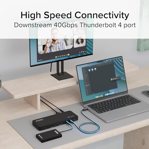 Plugable Thunderbolt 4 Dock, 100W Charging (96W Certified), Dual HDMI Docking Station for Windows and Mac, Single 8K or Dual 4K 60Hz, 40Gbps, 13 Ports with Ethernet, SD/microSD (TBT4-UD5)