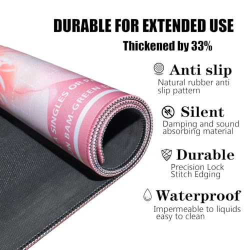 mahjong mat for table with Drawstring Bag/31.5Inch/american mahjong table cloth with rules mats,Noise Reduction Anti-Slip game mat for table,for Mahjong/Poker/Board Games/Card Games/Dominoes (pink) - color: Pink