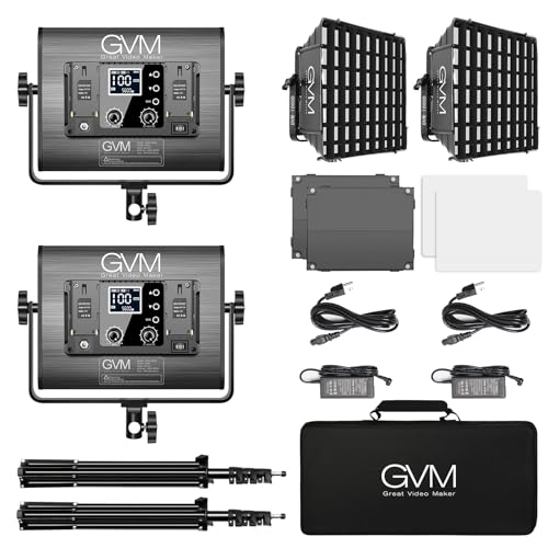 GVM 1000D RGB Led Video Light with 2 Softboxes, Photography Lighting Kit with Bluetooth Control, Full Color Video Lighting Kit with 18 Applicable Scenes, 2 Packs Led Light Panel for Video Shooting - size: 1000D - 2 Pack