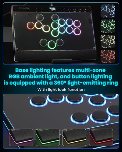 Haute42 C16 Leverless Arcade Stick, Magnetic DIY Art Panel, Hot-Swap | RGB Button Rims, Tournament Lock Switch, Hot-Swap Supported, Compatible with PC/Switch/PS4/Steam Deck