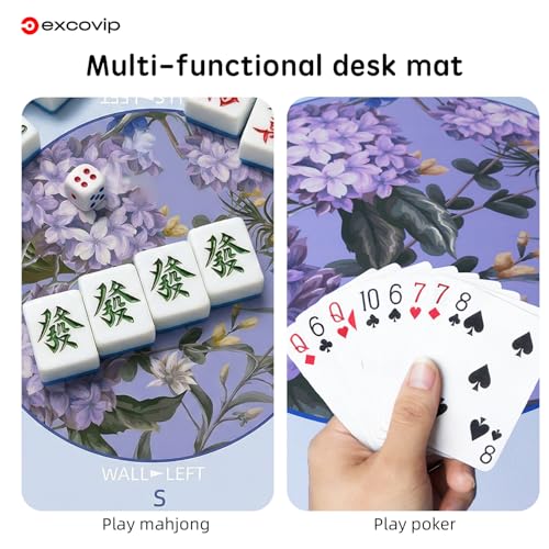excovip Purple Mahjong Mat for Table 32.5"x32.5" with Black Carrying Bag, Mahjong Table Cloth with Rules,Noise Reduction Anti-Slip Game mat for Mahjong/Poker/Board Games/Card Games/Dominoes - color: 32.5x32.5inch-purple