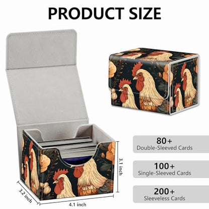 Strong Magnet Card Case Deck Box Mtg Card Box Playing Card Box Magic Deck Box Tcg Up to 200 Cards Creative Pattern Trading Card Storage Box for Collectible Card Games, Chickens And Flowers - color: Chickens And Flowers