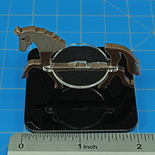 LITKO Horse Mount | Compatible with D&D & Pathfinder | 50mm Square | Brown | Turns a 30mm (1.25-inch) hero into a saddled rider | 2-inch footprint | Includes steed + clear acrylic base | Glue assembly - color: Brown, style: 2-Inch Square Base