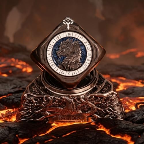 7-in-1 Spinner Dice Cube for D&D, Premium Metal RPG Dice Set with Engraved Fantasy Monsters, Unique Collectible Gift for Dungeons & Dragons Players - color: Spinner Cube Blue