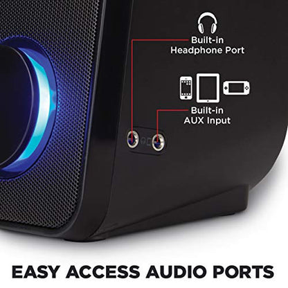 GOgroove Computer Speakers for Desktop and Laptop - USB Speakers for Desktop Computer with Loud and Clear 2-Way Drivers for 32W of Power and Bass, Built-in Headphone & AUX Input Ports, LED Volume Knob