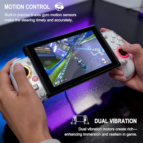Joso Phone Controller for iPhone (All Model) & Android, Enhanced Grip, Case-Friendly Wireless Mobile Gaming Controller with 7 Color Lights, Turbo, 6-Axis, Dual Vibration - size: Wireless
