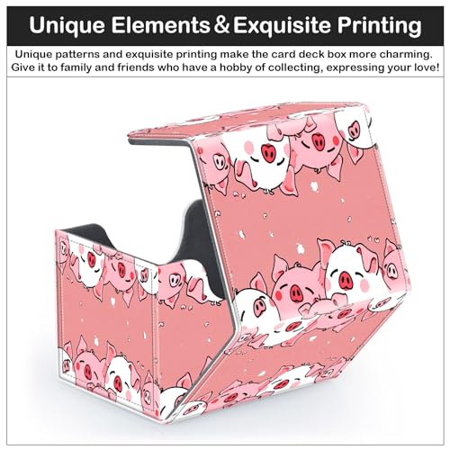 Card Deck Box for MTG Trading Cards with Magnetic Closure,Premium Card Storage Box Case Cover for TCG CCG Magic Cards,Cute Pink Pig - color: Cute Pink Pig
