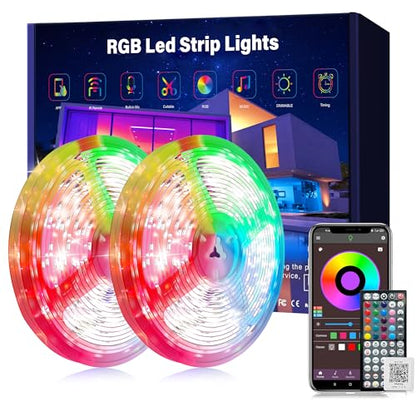 Ledagic 130 ft LED Lights for Bedroom (2 Rolls of 65ft) | Music Sync RGB LED Strip Lights with APP & Remote Control LED Lights for Room Home Party Christmas Wall Decor - size: 130ft