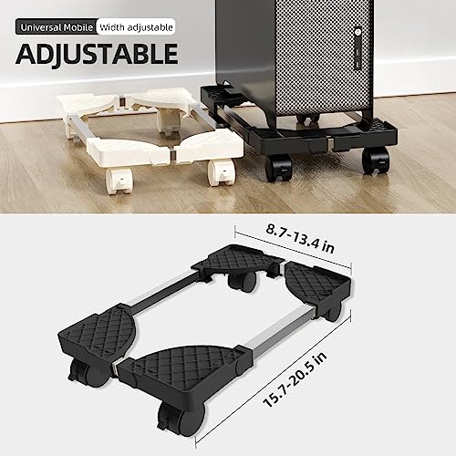 Computer Tower Stand, Adjustable Length & Width, Fits Most PC | PC Floor Stand for Carpet, Mobile CPU Holder with 4 Locking Caster Wheels, PC Riser Fits Office, Gaming - color: White