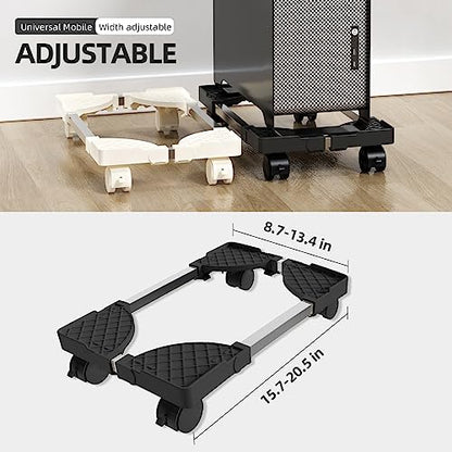 Computer Tower Stand, Adjustable Length & Width, Fits Most PC | PC Floor Stand for Carpet, Mobile CPU Holder with 4 Locking Caster Wheels, PC Riser Fits Office, Gaming - color: White