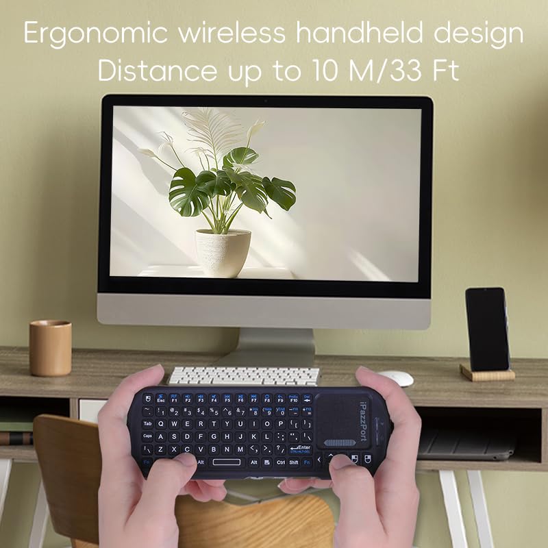 iPazzPort 2.4G Mini Wireless Keyboard with Touchpad Mouse Combo | 2.4G plug-and-play mini keyboard with touchpad, lightweight portable, media hotkeys. Compatible with TV box, PC, tablet, PS4