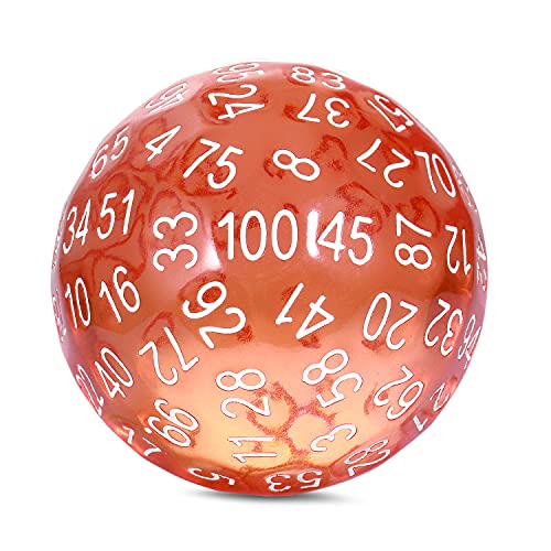 100 Sided Dice DNDND D100 Die with Translucent Pouch for Dungeons and Dragons(Translucent Orange with White Number) - color: Transparent Orange