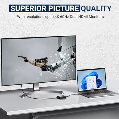 Mini DisplayPort to Dual HDMI 4K@60Hz Adapter Multi-Stream Transport (MST) Hub, DP to 2X HDMI 2.0