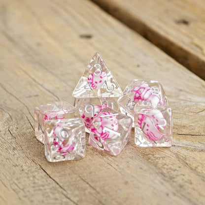 Sage's Portal Familiars and Reagents Resin DND Dice Set Polyhedral Dice Set for Dungeons and Dragons RPG Tabletop TTRPG (Kitty Treats) - color: Kitty Treats