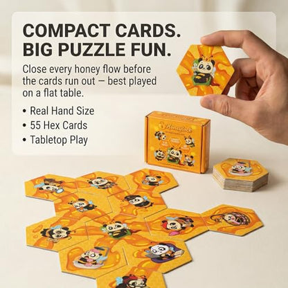 Honeylock Co-Op Strategy Board Game – Solo Friendly Hex Card Puzzle Game for 1–6 Players, Quick 10–15 Min Family Board Game for Teens & Adults, Tile-Matching Hive Puzzle, 55 Cards