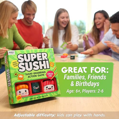Super Sushi – Fun Family Board Game - Hilarious Party Matching Card Game for Kids, Teens & Adults