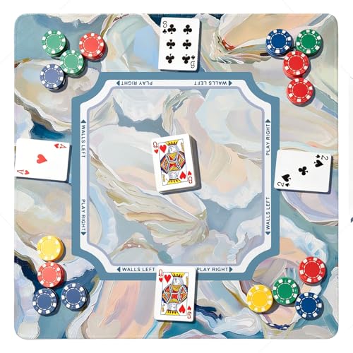 Coastal Mahjong Mats Cover, Summer Beach Mahjong Mat for Table 31.5 Inch | Blue Oyster Mahjong Mat With Rules, Noise Reduction Mahjong Game Pad, Beach Mahjong Gifts, Beach Mah Jong Mats - color: Blue Oyster and Summer