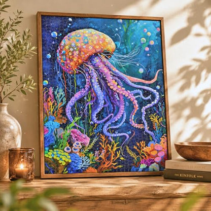 Cross & Glory | 1000 Piece Jigsaw Puzzles for Adults | Ocean’s Opus | The Majestic Medusa | Jellyfish Puzzle | Satin Finish Ocean Puzzle | Ages 14+ - color: Ocean's Opus the Majestic Medusa
