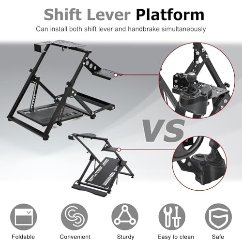 Marada Steering Wheel Stand with Seat Slot Cup Holder Fit for Logitech G923 | G27 G29 G920, for Thrustmaster T248 T300RS, for Moza R5 Adjustable Foldable Racing Stand, without Wheel Pedal Handbrake