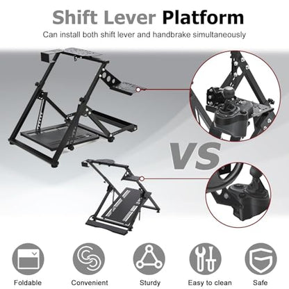 Marada Steering Wheel Stand with Seat Slot Cup Holder Fit for Logitech G923 | G27 G29 G920, for Thrustmaster T248 T300RS, for Moza R5 Adjustable Foldable Racing Stand, without Wheel Pedal Handbrake
