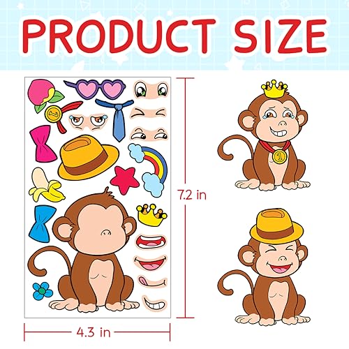 15 Sheets Make Your Own Animal Stickers for Kids Girls Boys Toddlers Face Decal Set Pack Custom Waterproof Decals Party Favors Craft Sticker Books Supplies Decoration Creativity