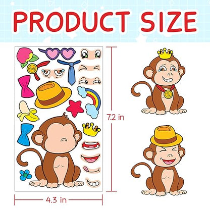 15 Sheets Make Your Own Animal Stickers for Kids Girls Boys Toddlers Face Decal Set Pack Custom Waterproof Decals Party Favors Craft Sticker Books Supplies Decoration Creativity