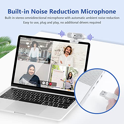 NexiGo N660P 1080P 60FPS Webcam with Software Control, Dual Microphone & Cover, Autofocus, HD USB Computer Web Camera, for OBS/Zoom/Skype/FaceTime/Teams/Twitch, White - size: 1080P 60FPS Webcam White