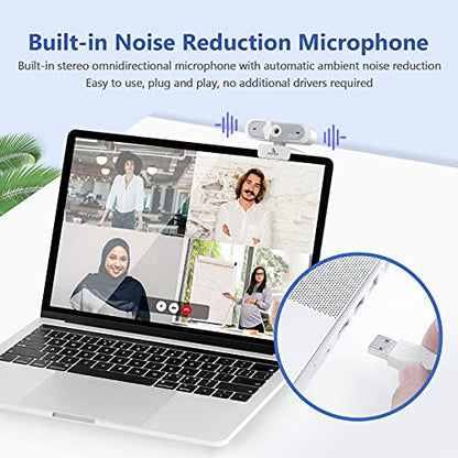 NexiGo N660P 1080P 60FPS Webcam with Software Control, Dual Microphone & Cover, Autofocus, HD USB Computer Web Camera, for OBS/Zoom/Skype/FaceTime/Teams/Twitch, White - size: 1080P 60FPS Webcam White