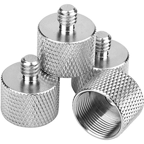 Mic Stand Adapter, ChromLives Microphone Screw Adapter 1/4''-20 to 5/8''-27 Male to Female Threaded Mic Adapter, for Camera Monitor, Microphone Stand, 4 Pack (sliver) - color: sliver