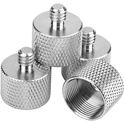 Mic Stand Adapter, ChromLives Microphone Screw Adapter 1/4''-20 to 5/8''-27 Male to Female Threaded Mic Adapter, for Camera Monitor, Microphone Stand, 4 Pack (sliver) - color: sliver