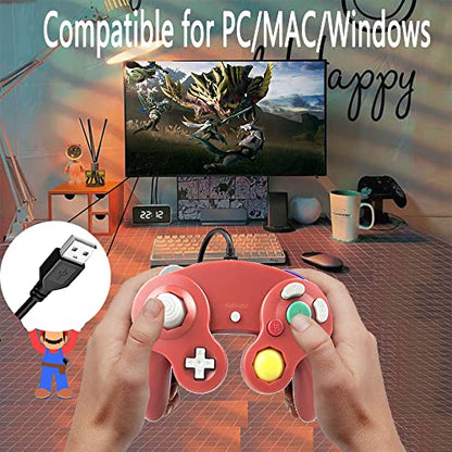 Reiso Classic NGC Wired USB Controller for Windows PC MAC (Red) - color: Red