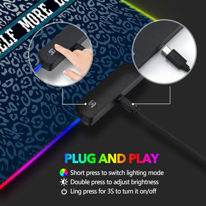 AIMSA RGB Mouse Pad LED Gaming Mouse Pad with 14 Lights Modes, Non-Slip Rubber Base Computer Carpet Desk Mat for PC Laptop (35.4 x 15.8 inch) Colorful Ink Starry Sky - color: Colorful Ink Starry Sky