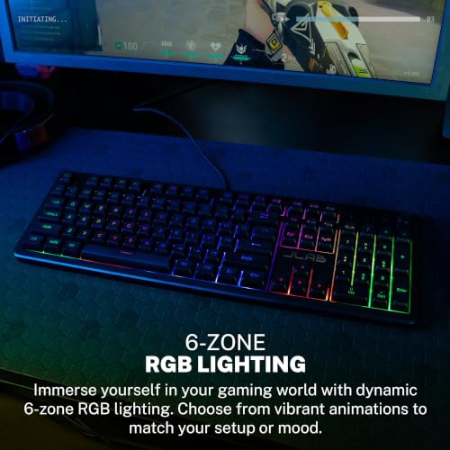 JLab Nightfall Gaming Keyboard, Wired, RGB, 104 Keys, Black - color: Black