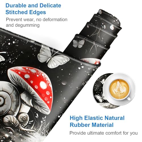 Large Mouse Pad and Keyboard Wrist Rest, Desk Pad for Keyboard and Mouse, 4-in-1 Large Gaming Mouse Pad with Wrist Support, Desk Mat for Home Office Study Game,Mushrooms Snails Butterflies - color: Mushrooms Snails Butterflies